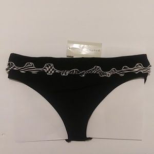 Profile Women's Black Bikini Bottom w White & Black Checkered Trim SZ 14